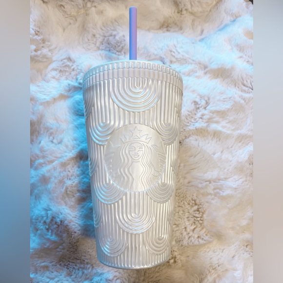 NEW 🌸SPRING COLLECTION🌸Starbucks 2023 Spring Pearl White Mermaid Cold Cup 16oz - Picture 2 of 5